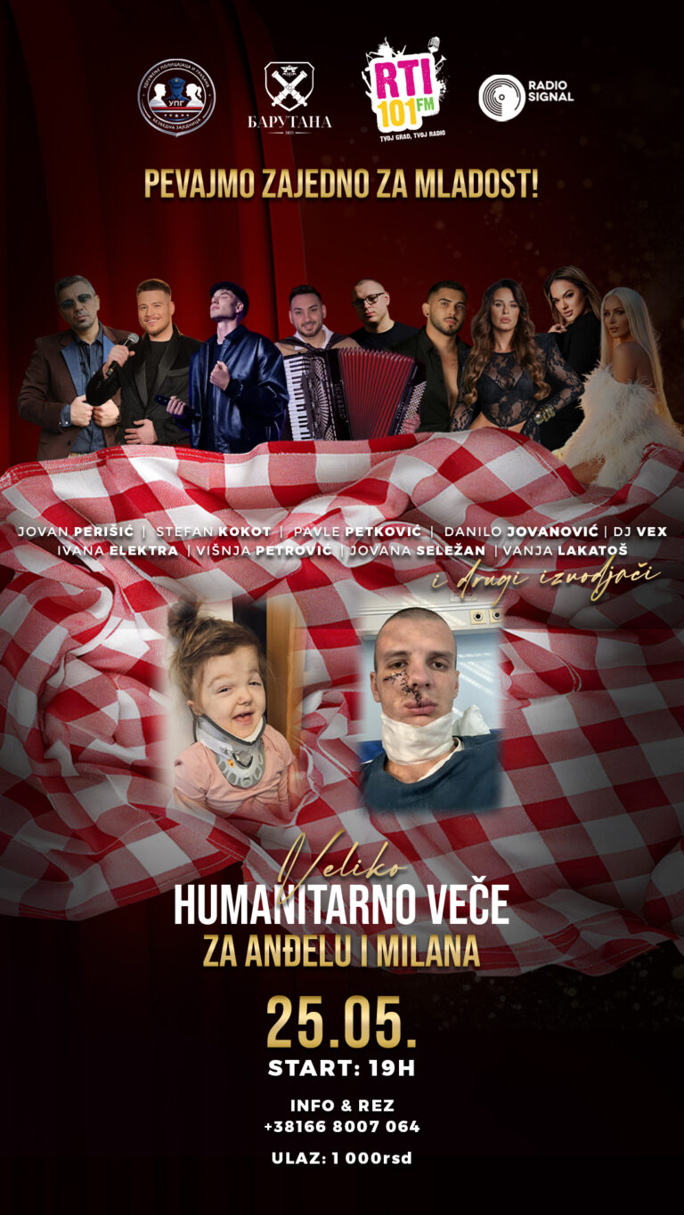 Humanost na delu: Veliki humanitarni koncert „Pevajmo zajedno za mladost“ 25. maja u Barutani