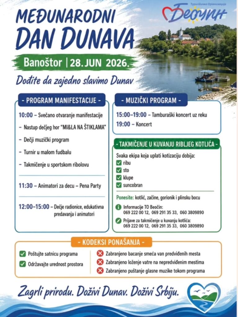 Međunarodni dan Dunava u Banoštoru: Proslava prirode, tradicije i zabave 28. juna