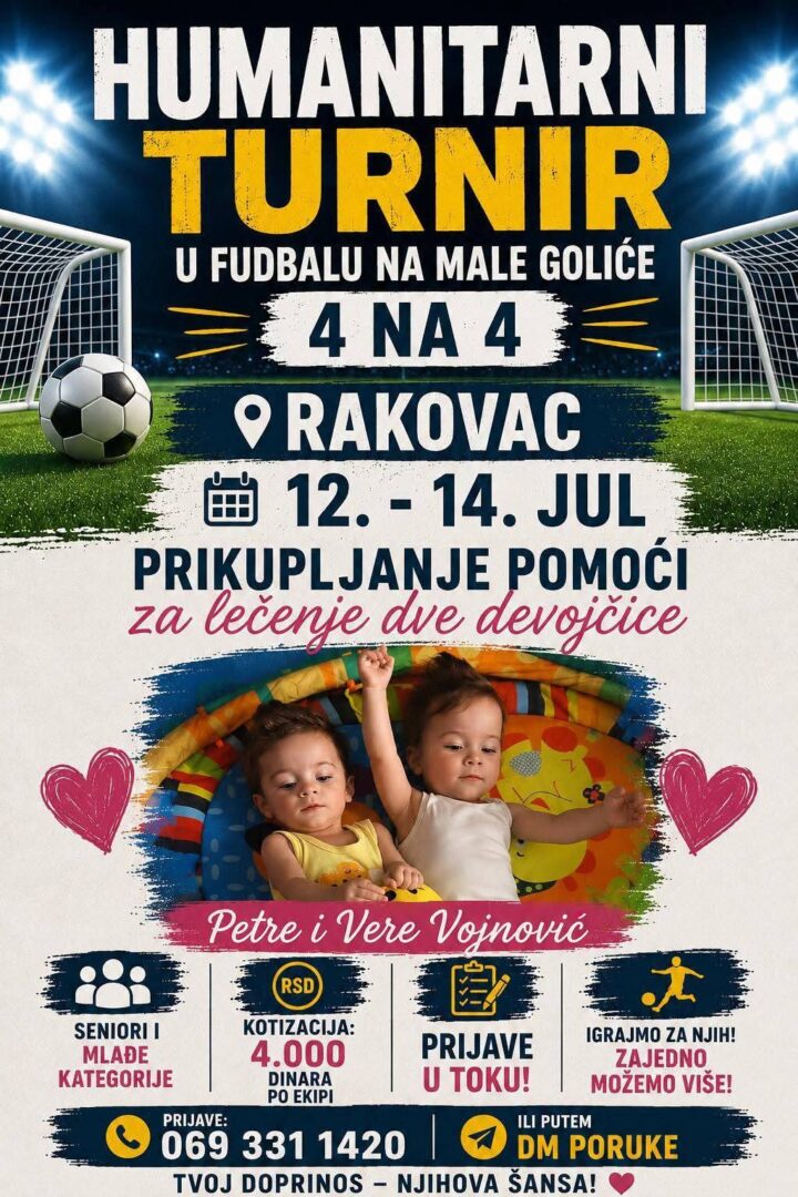 Humanitarni turnir u fudbalu Rakovac za lečenje devojčica.