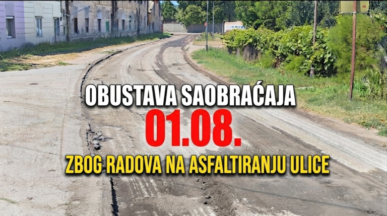 Potpuna obustava saobraćaja u Karađorđevoj ulici sutra, 1. avgusta, zbog asfaltiranja