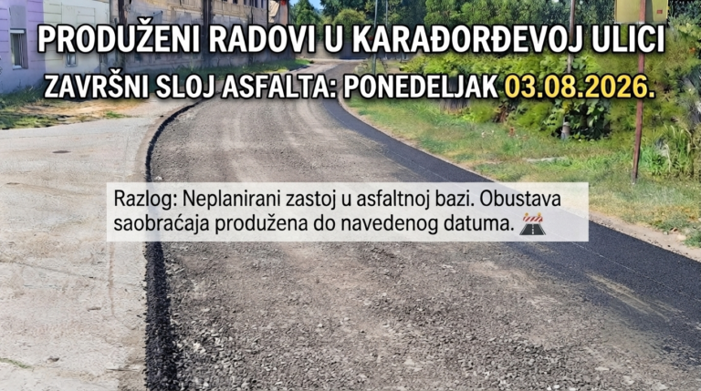 Produžena obustava saobraćaja u Karađorđevoj ulici zbog kvara u asfaltnoj bazi