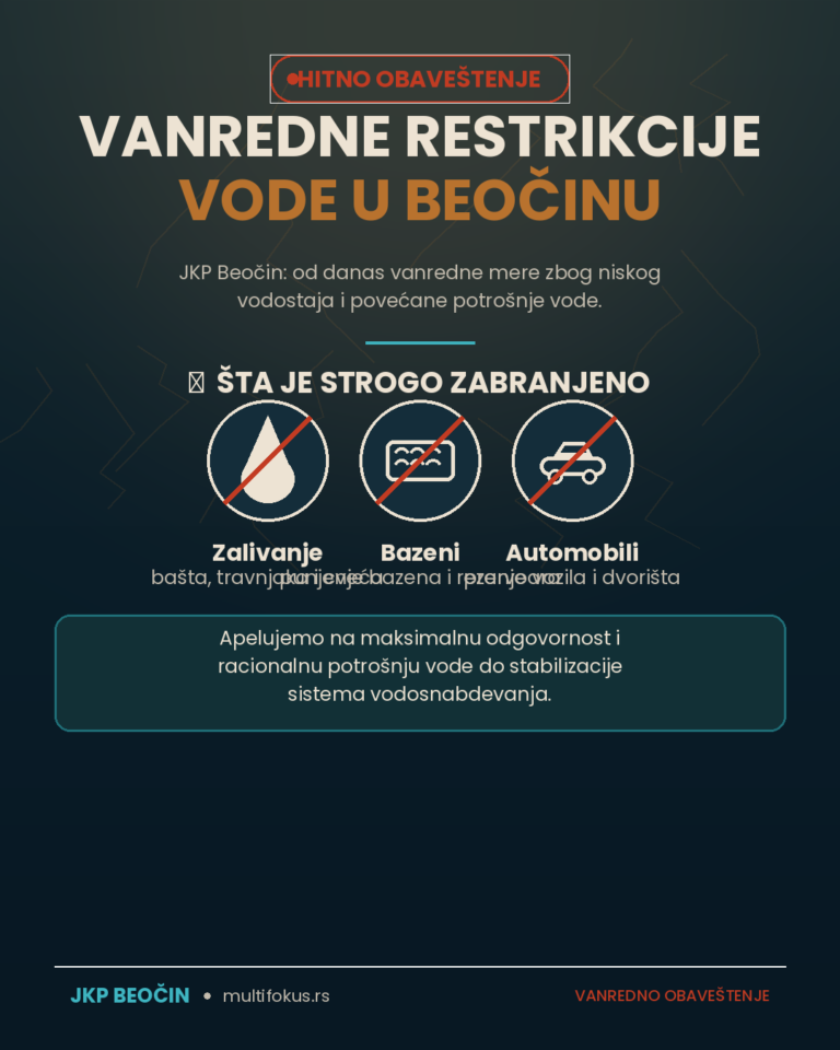JKP Beočin uvelo vanredne restrikcije vode: Pogledajte šta je strogo zabranjeno
